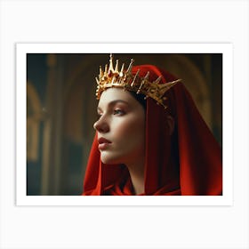 Red veil and crown Art Print