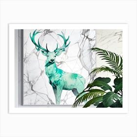 Deer On Marble Wall Art Art Print