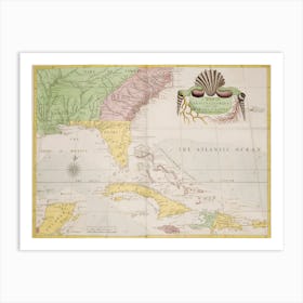 A Map Of Carolina, Florida And The Bahama Islands With The Adjacent Parts From The Natural History Of Carolina, Florida, And The Bahama Islands (1754), Mark Catesby Art Print