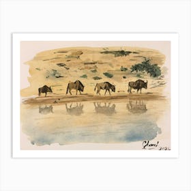 Wildebeest Trail South Africa Art Print