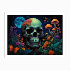 Skull In The Moonlight Art Print