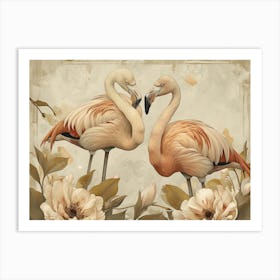 Floral Animal Illustration Flamingo 4 Art Print