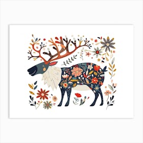 Little Floral Caribou 1 Art Print