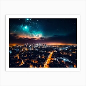 Night Sky Over A City 3 Art Print