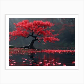 Red Tree In Water Art Print