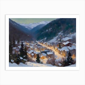 Village In Mountain Valley Art Print