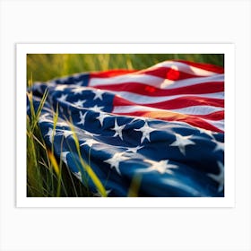 American Flag In The Grass Art Print