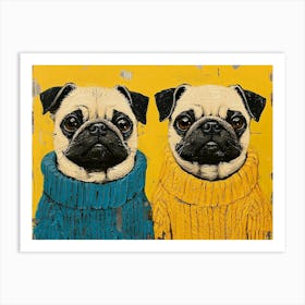 Pugs In Sweaters 6 Art Print