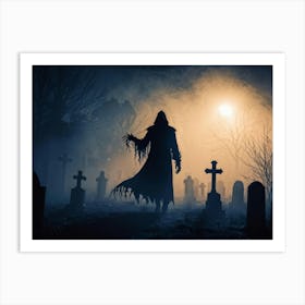 Graveyard At Night 33 Art Print