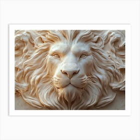 3d Powerful Lion's Face 4 Art Print