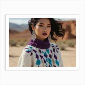 Asian Woman In Desert Art Print