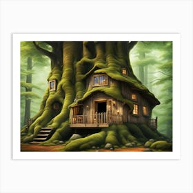 Cottage Inside A Giant Forest Tree V2 4 Art Print