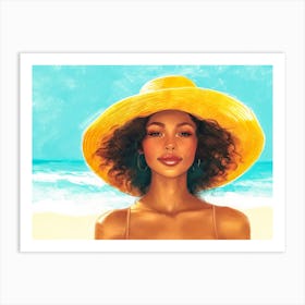 Illustration of an African American woman at the beach 30 Art Print