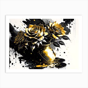 Gold Roses 1 Art Print