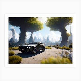 Car Driving Through A Forest Art Print