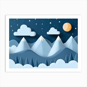 Night Sky With Mountains Art Print