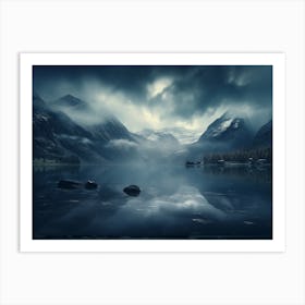 Dark Mountain Lake Art Print