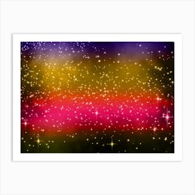 Yellow Green, Red, Orange, Blue Shining Star Background Art Print