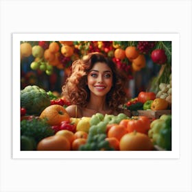 Beautiful Young Woman In The Market Art Print
