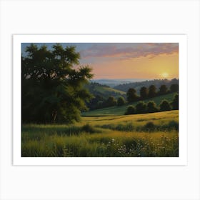 Sunset In The Meadow Art Print