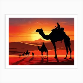 Camels In The Desert Art Print