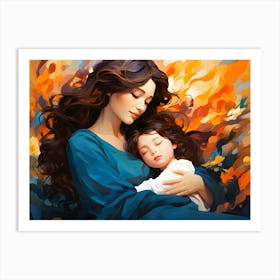 Mother S Pride Heartfelt Illustration Of Maternal Bond Art Print