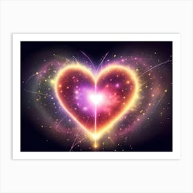 A Colorful Glowing Heart On A Dark Background Horizontal Composition 73 Art Print