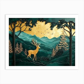 Deer In The Forest 4 Art Print