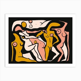 Psychedelic Nudes 3 Yellow Art Print