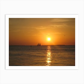 Sunset Sailboats Art Print