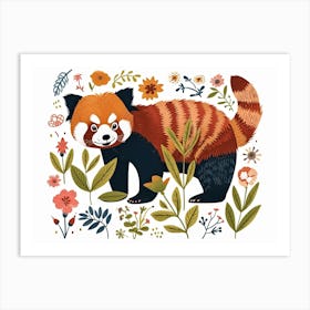 Little Floral Red Panda 2 Art Print
