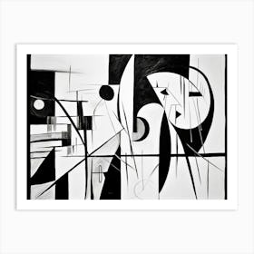 Harmony And Discord Abstract Black And White 2 Art Print