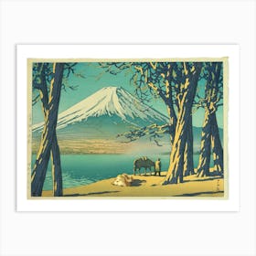 Heen & Mountain - Japanese Woodblock Print - Studio Ghibli - Howl's Moving Castle Art Print