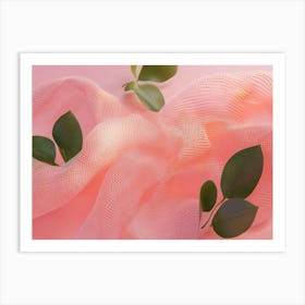 Pink Leaves On A Pink Background Art Print