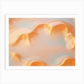 Abstract Image Of Swirling, Organic Shapes In Orange And Blue Colors Creating A Textured And Dynamic Background Art Print