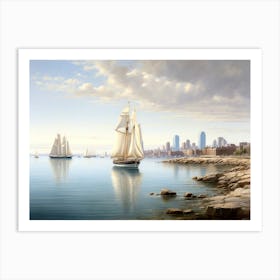 Sailboats In The Harbor Art Print