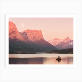 Pink Mountain Lake Art Print