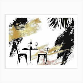 Black And Gold Dining Table Art Print