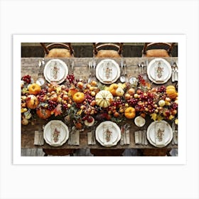 A Traditional Rustic Autumn Harvest Table Set For A Festive Gathering Sun Bleached Wooden Table Hig (2) 1 Art Print