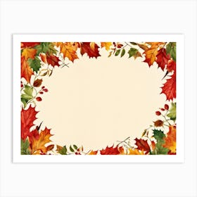 A Festive Thanksgiving Card Autum Leaves In Hues Of Burnt Orange Ripe Red Green And Sun Kissed Ye (3) Art Print