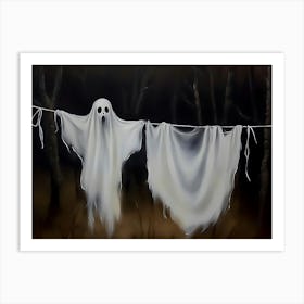 Ghosts Hanging From Clothesline Art Print