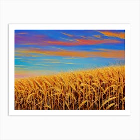 Sunset Over A Wheat Field 9 Art Print