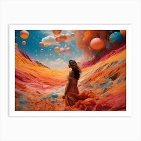 Woman In A Colorful Field Art Print