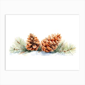 Watercolor Pine Cones 1 Art Print