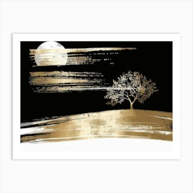 Moon And Tree 2 Art Print