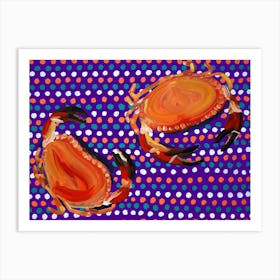 Crabs On Purple Spotty Art Print