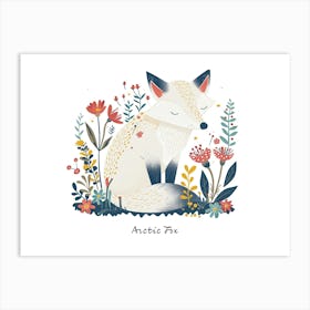 Little Floral Arctic Fox 4 Poster Art Print
