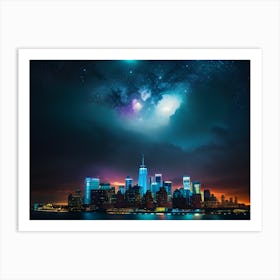 New York City Skyline At Night 1 Art Print