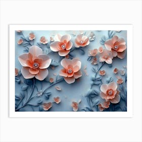 3d Paper Flowers Wall Art Art Print