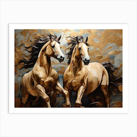 Two Horses Running 11 Art Print